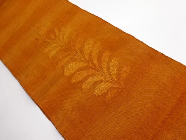 JAPANESE KIMONO / VINTAGE NAGOYA OBI / TSUMUGI / WOVEN FLORAL PLANTS